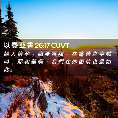 Picture 02 - 以 賽 亞 書 26:17 CUVT - 婦 人 懷 孕 ， 臨 產 疼 痛 ， 在 痛 - Bible Verse Picture