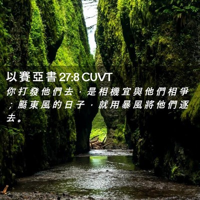 Picture 02 - 以 賽 亞 書 27:8 CUVT - 你 打 發 他 們 去 ， 是 相 機 宜 與 - Bible Verse Picture