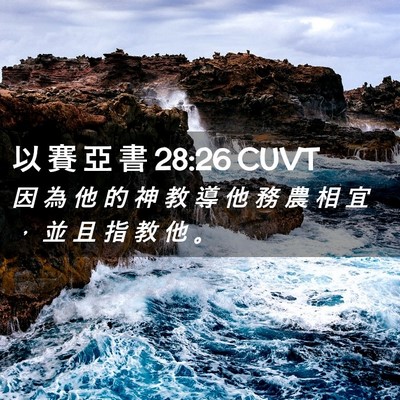 Picture 02 - 以 賽 亞 書 28:26 CUVT - 因 為 他 的 神 教 導 他 務 農 相 宜 - Bible Verse Picture