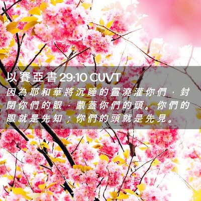 Picture 02 - 以 賽 亞 書 29:10 CUVT - 因 為 耶 和 華 將 沉 睡 的 靈 澆 灌 - Bible Verse Picture