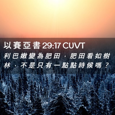 Picture 02 - 以 賽 亞 書 29:17 CUVT - 利 巴 嫩 變 為 肥 田 ， 肥 田 看 如 - Bible Verse Picture