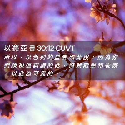 Picture 02 - 以 賽 亞 書 30:12 CUVT - 所 以 ， 以 色 列 的 聖 者 如 此 說 - Bible Verse Picture