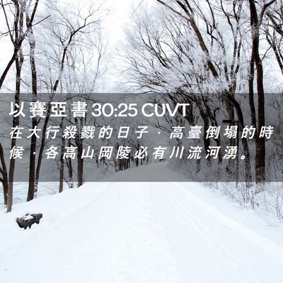 Picture 02 - 以 賽 亞 書 30:25 CUVT - 在 大 行 殺 戮 的 日 子 ， 高 臺 倒 - Bible Verse Picture