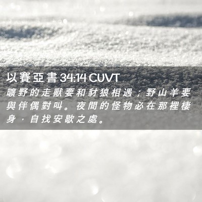 Picture 02 - 以 賽 亞 書 34:14 CUVT - 曠 野 的 走 獸 要 和 豺 狼 相 遇 ； - Bible Verse Picture