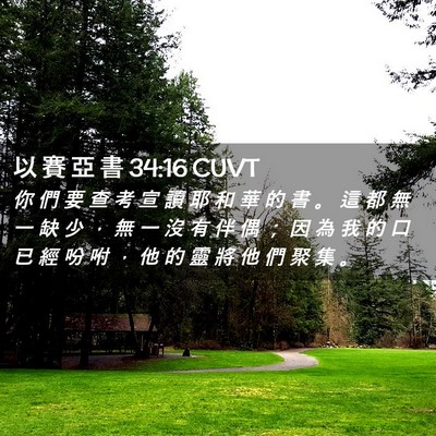 Picture 02 - 以 賽 亞 書 34:16 CUVT - 你 們 要 查 考 宣 讀 耶 和 華 的 書 - Bible Verse Picture