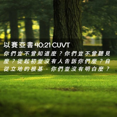 Picture 02 - 以 賽 亞 書 40:21 CUVT - 你 們 豈 不 曾 知 道 麼 ？ 你 們 豈 - Bible Verse Picture