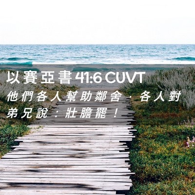 Picture 02 - 以 賽 亞 書 41:6 CUVT - 他 們 各 人 幫 助 鄰 舍 ， 各 人 對 - Bible Verse Picture