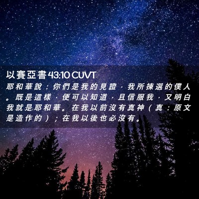 Picture 02 - 以 賽 亞 書 43:10 CUVT - 耶 和 華 說 ： 你 們 是 我 的 見 證 - Bible Verse Picture