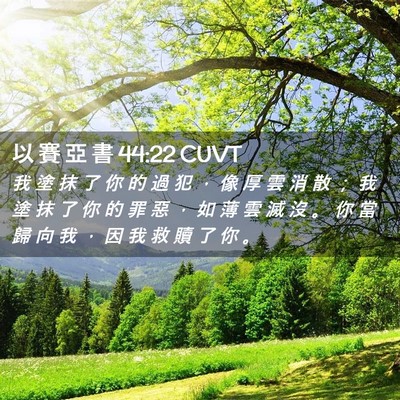 Picture 02 - 以 賽 亞 書 44:22 CUVT - 我 塗 抹 了 你 的 過 犯 ， 像 厚 雲 - Bible Verse Picture