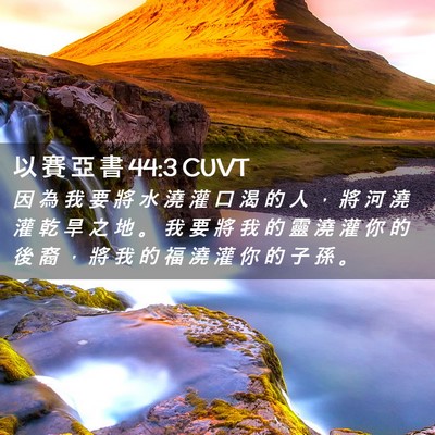 Picture 02 - 以 賽 亞 書 44:3 CUVT - 因 為 我 要 將 水 澆 灌 口 渴 的 人 - Bible Verse Picture