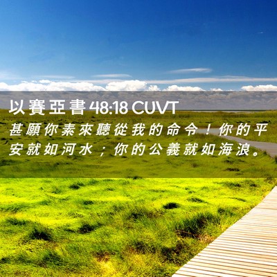 Picture 02 - 以 賽 亞 書 48:18 CUVT - 甚 願 你 素 來 聽 從 我 的 命 令 ！ - Bible Verse Picture