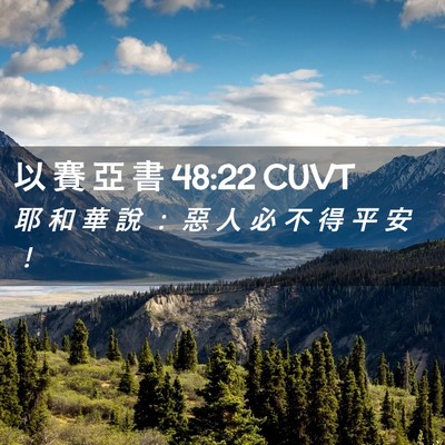 Picture 02 - 以 賽 亞 書 48:22 CUVT - 耶 和 華 說 ： 惡 人 必 不 得 平 安 - Bible Verse Picture