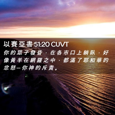 Picture 02 - 以 賽 亞 書 51:20 CUVT - 你 的 眾 子 發 昏 ， 在 各 市 口 上 - Bible Verse Picture