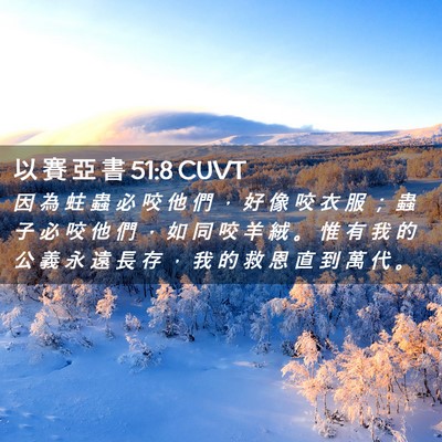 Picture 02 - 以 賽 亞 書 51:8 CUVT - 因 為 蛀 蟲 必 咬 他 們 ， 好 像 咬 - Bible Verse Picture