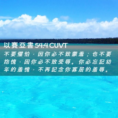 Picture 02 - 以 賽 亞 書 54:4 CUVT - 不 要 懼 怕 ， 因 你 必 不 致 蒙 羞 - Bible Verse Picture