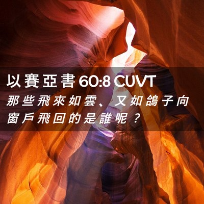 Picture 02 - 以 賽 亞 書 60:8 CUVT - 那 些 飛 來 如 雲 、 又 如 鴿 子 向 - Bible Verse Picture