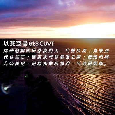 Picture 02 - 以 賽 亞 書 61:3 CUVT - 賜 華 冠 與 錫 安 悲 哀 的 人 ， 代 - Bible Verse Picture