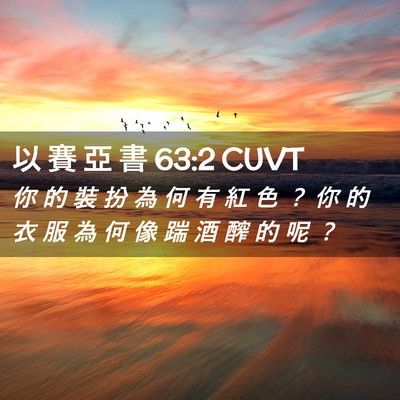 Picture 02 - 以 賽 亞 書 63:2 CUVT - 你 的 裝 扮 為 何 有 紅 色 ？ 你 的 - Bible Verse Picture