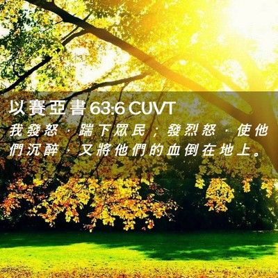 Picture 02 - 以 賽 亞 書 63:6 CUVT - 我 發 怒 ， 踹 下 眾 民 ； 發 烈 怒 - Bible Verse Picture