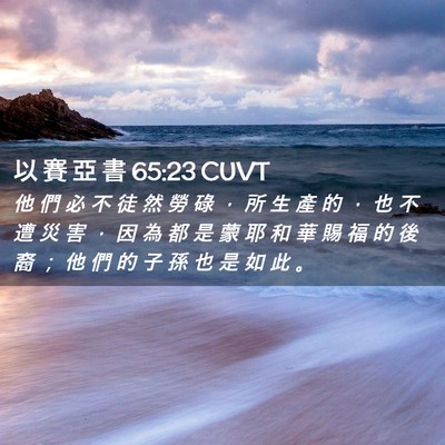 Picture 02 - 以 賽 亞 書 65:23 CUVT - 他 們 必 不 徒 然 勞 碌 ， 所 生 產 - Bible Verse Picture