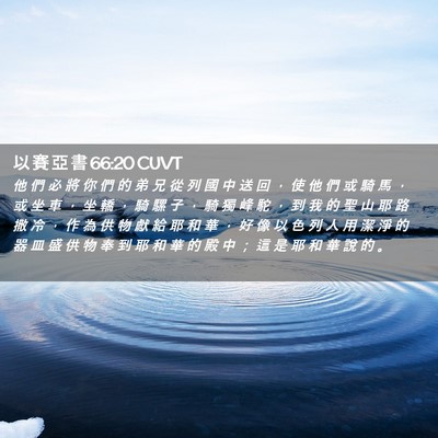 Picture 02 - 以 賽 亞 書 66:20 CUVT - 他 們 必 將 你 們 的 弟 兄 從 列 國 - Bible Verse Picture