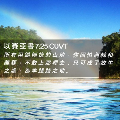 Picture 02 - 以 賽 亞 書 7:25 CUVT - 所 有 用 鋤 刨 挖 的 山 地 ， 你 因 - Bible Verse Picture