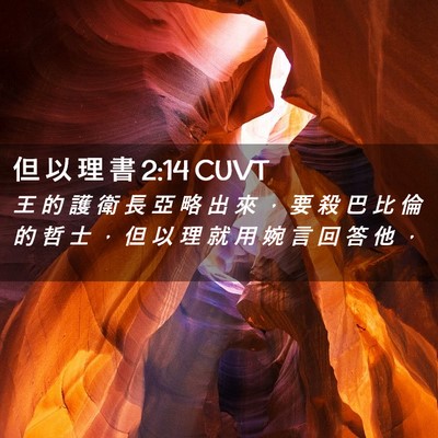 Picture 02 - 但 以 理 書 2:14 CUVT - 王 的 護 衛 長 亞 略 出 來 ， 要 殺 - Bible Verse Picture