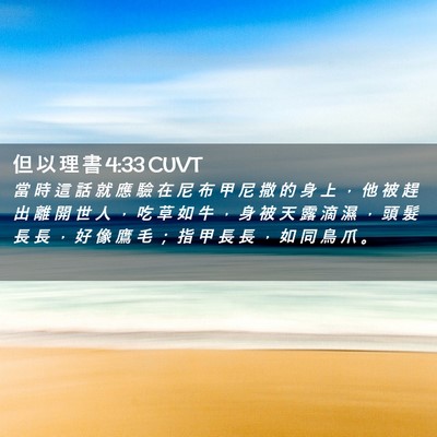 Picture 02 - 但 以 理 書 4:33 CUVT - 當 時 這 話 就 應 驗 在 尼 布 甲 尼 - Bible Verse Picture
