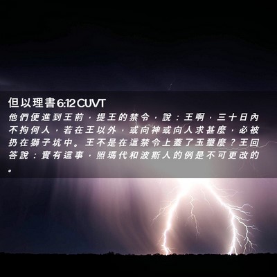 Picture 02 - 但 以 理 書 6:12 CUVT - 他 們 便 進 到 王 前 ， 提 王 的 禁 - Bible Verse Picture
