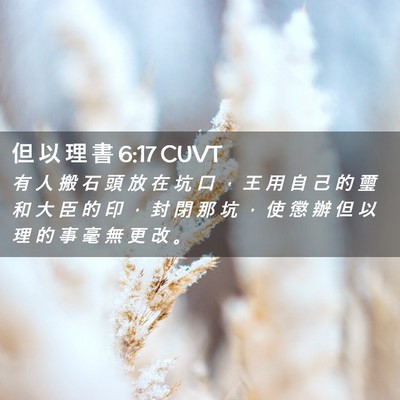 Picture 02 - 但 以 理 書 6:17 CUVT - 有 人 搬 石 頭 放 在 坑 口 ， 王 用 - Bible Verse Picture