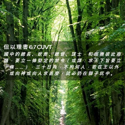 Picture 02 - 但 以 理 書 6:7 CUVT - 國 中 的 總 長 、 欽 差 、 總 督 、 - Bible Verse Picture