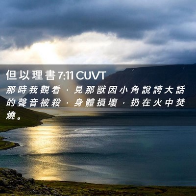 Picture 02 - 但 以 理 書 7:11 CUVT - 那 時 我 觀 看 ， 見 那 獸 因 小 角 - Bible Verse Picture