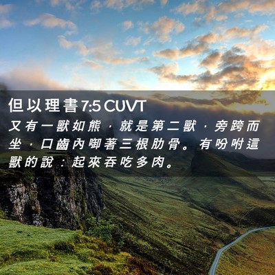 Picture 02 - 但 以 理 書 7:5 CUVT - 又 有 一 獸 如 熊 ， 就 是 第 二 獸 - Bible Verse Picture