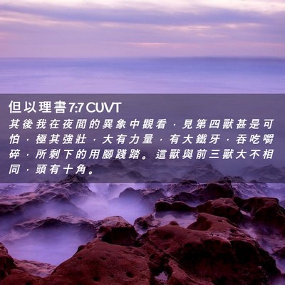 Picture 02 - 但 以 理 書 7:7 CUVT - 其 後 我 在 夜 間 的 異 象 中 觀 看 - Bible Verse Picture