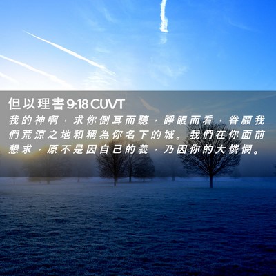 Picture 02 - 但 以 理 書 9:18 CUVT - 我 的 神 啊 ， 求 你 側 耳 而 聽 ， - Bible Verse Picture