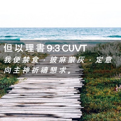 Picture 02 - 但 以 理 書 9:3 CUVT - 我 便 禁 食 ， 披 麻 蒙 灰 ， 定 意 - Bible Verse Picture