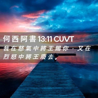 Picture 02 - 何 西 阿 書 13:11 CUVT - 我 在 怒 氣 中 將 王 賜 你 ， 又 在 - Bible Verse Picture