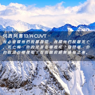 Picture 02 - 何 西 阿 書 13:14 CUVT - 我 必 救 贖 他 們 脫 離 陰 間 ， 救 - Bible Verse Picture
