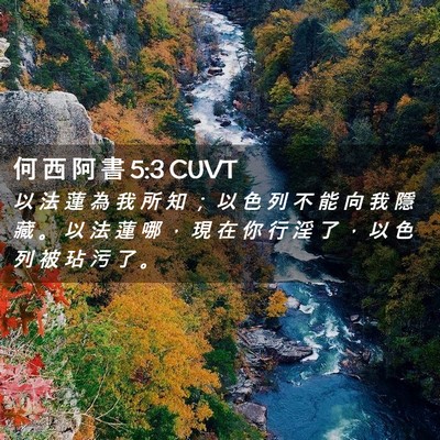 Picture 02 - 何 西 阿 書 5:3 CUVT - 以 法 蓮 為 我 所 知 ； 以 色 列 不 - Bible Verse Picture
