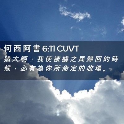 Picture 02 - 何 西 阿 書 6:11 CUVT - 猶 大 啊 ， 我 使 被 擄 之 民 歸 回 - Bible Verse Picture