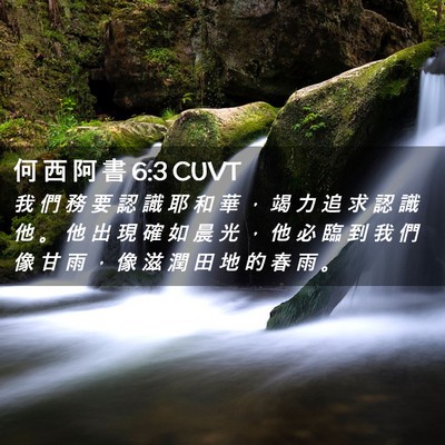 Picture 02 - 何 西 阿 書 6:3 CUVT - 我 們 務 要 認 識 耶 和 華 ， 竭 力 - Bible Verse Picture