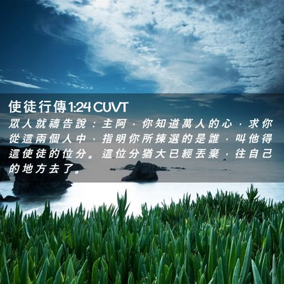 Picture 02 - 使 徒 行 傳 1:24 CUVT - 眾 人 就 禱 告 說 ： 主 阿 ， 你 知 - Bible Verse Picture