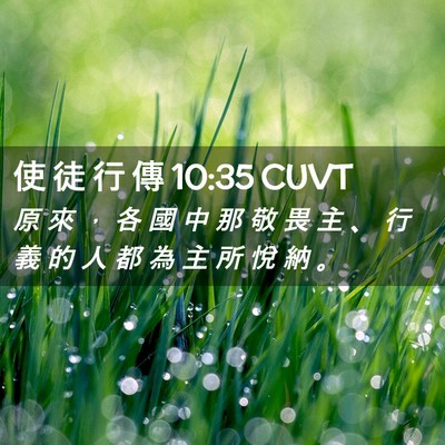 Picture 02 - 使 徒 行 傳 10:35 CUVT - 原 來 ， 各 國 中 那 敬 畏 主 、 行 - Bible Verse Picture