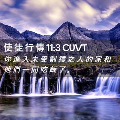 Picture 02 - 使 徒 行 傳 11:3 CUVT - 你 進 入 未 受 割 禮 之 人 的 家 和 - Bible Verse Picture