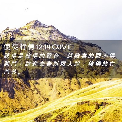 Picture 02 - 使 徒 行 傳 12:14 CUVT - 聽 得 是 彼 得 的 聲 音 ， 就 歡 喜 - Bible Verse Picture