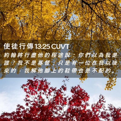 Picture 02 - 使 徒 行 傳 13:25 CUVT - 約 翰 將 行 盡 他 的 程 途 說 ： 你 - Bible Verse Picture