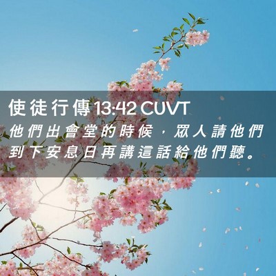 Picture 02 - 使 徒 行 傳 13:42 CUVT - 他 們 出 會 堂 的 時 候 ， 眾 人 請 - Bible Verse Picture