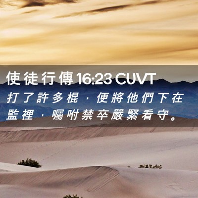 Picture 02 - 使 徒 行 傳 16:23 CUVT - 打 了 許 多 棍 ， 便 將 他 們 下 在 - Bible Verse Picture