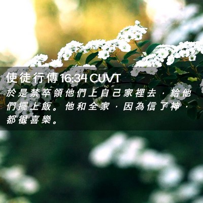 Picture 02 - 使 徒 行 傳 16:34 CUVT - 於 是 禁 卒 領 他 們 上 自 己 家 裡 - Bible Verse Picture