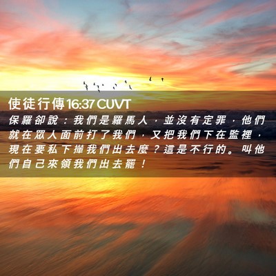 Picture 02 - 使 徒 行 傳 16:37 CUVT - 保 羅 卻 說 ： 我 們 是 羅 馬 人 ， - Bible Verse Picture